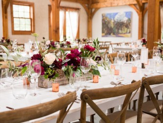 Farm tables set for the dinner in the barn, A Guy and A Girl photo